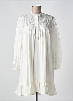 Robe courte coupe évasée manches longues beige V.DE.VINSTER femme