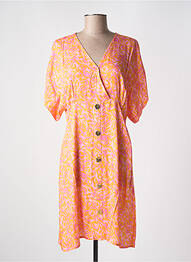 Robe mi-longue imprimé fantaisie manches courtes orange EVA KAYAN femme