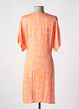 Robe mi-longue imprimé fantaisie manches courtes orange EVA KAYAN femme