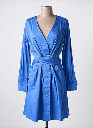Robe courte manches longues manches longues bleu SANFASON femme