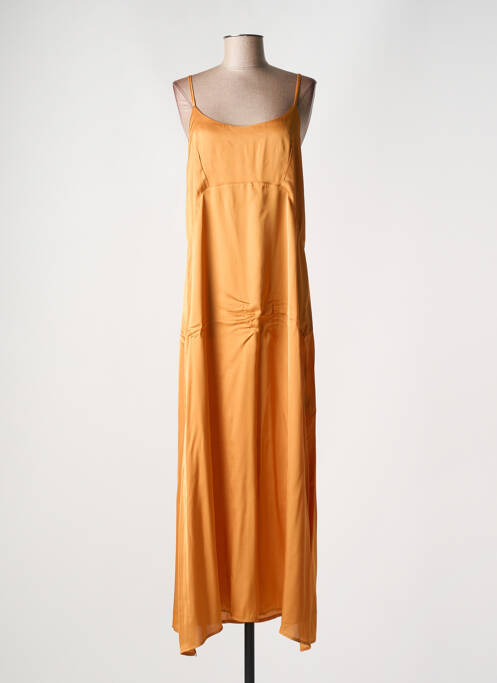 Robe longue coupe fluide fines bretelles jaune LAUREN VIDAL femme