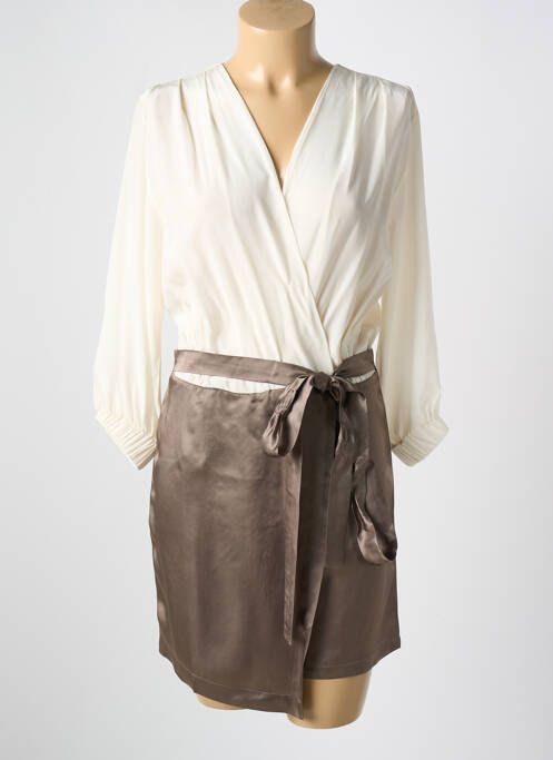 Combishort coupe fluide manches longues beige SANFASON femme
