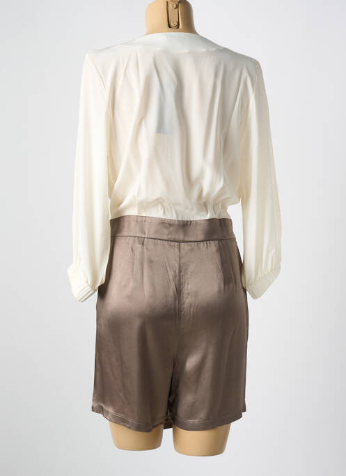 Combishort coupe fluide manches longues beige SANFASON femme