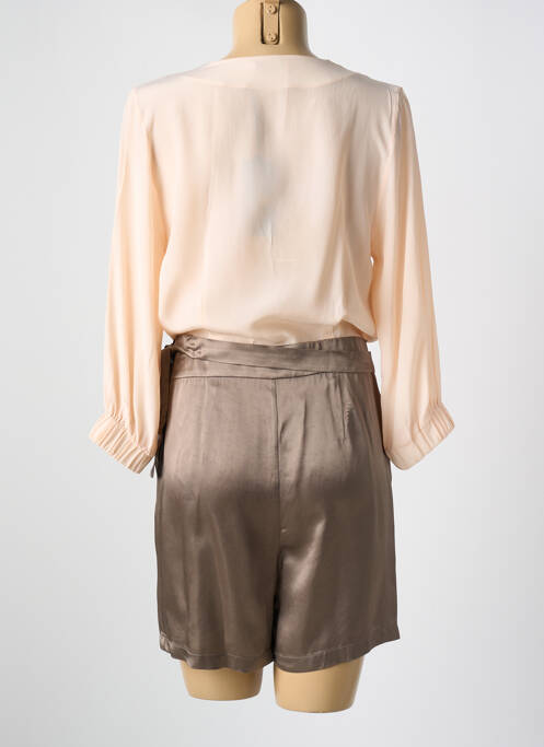 Combishort coupe fluide manches longues rose SANFASON femme