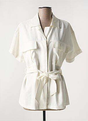 Tunique manches courtes coupe cintrée beige LAUREN VIDAL femme