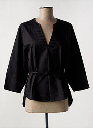 Blouse tissage popeline manches longues noir SUMMUM femme