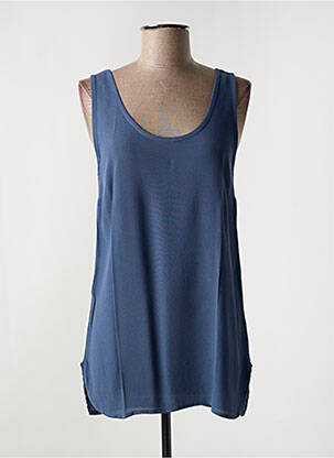 Top coupe fluide sans manche bleu LAUREN VIDAL femme