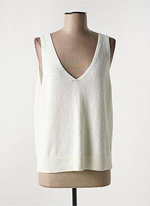 Pull col v sans manche beige RAILS femme