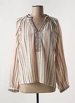 Blouse poignets boutonnés avec fente manches longues beige MKT STUDIO femme