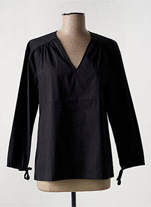 Blouse poignets boutonnés avec fente manches longues noir TOUPY femme