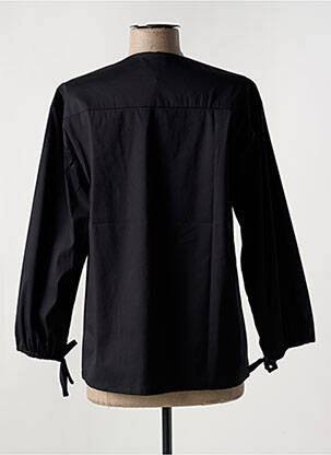 Blouse poignets boutonnés avec fente manches longues noir TOUPY femme