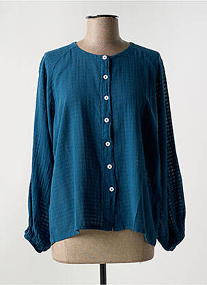 Chemisier tissage crêpe manches longues bleu DROLATIC femme