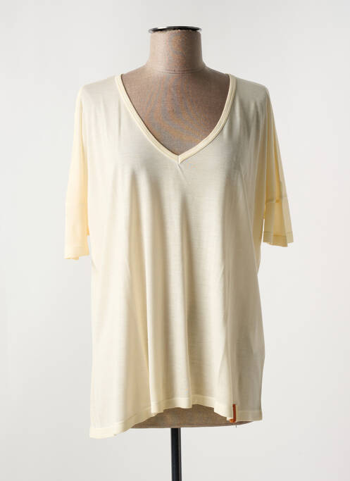 T-shirt coupe droite manches courtes beige HAPPY femme