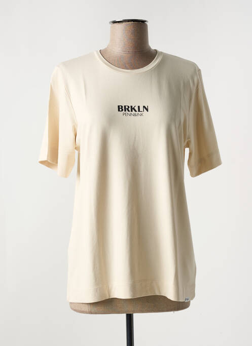 T-shirt manches mi-longues manches courtes beige PENN & INK N.Y femme