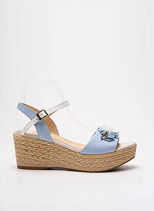 Sandales/nu pieds matière lisse talon de 4 à 6cm bleu MLV femme