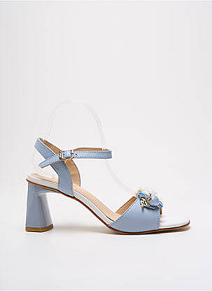 Sandales/nu pieds tissage satiné talon de 4 à 6cm bleu MLV femme