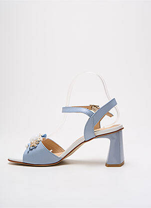 Sandales/nu pieds tissage satiné talon de 4 à 6cm bleu MLV femme