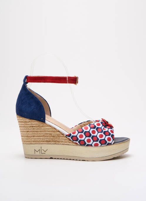 Sandales/nu pieds tissage satiné talon de 7 à 9cm bleu MLV femme