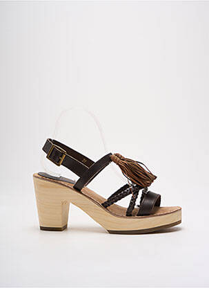 Sandales/nu pieds matière lisse talon de 7 à 9cm marron MTNG femme
