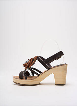Sandales/nu pieds semi compensé talon de 7 à 9cm marron MTNG femme