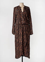 Robe longue manches longues manches longues marron ELORA femme