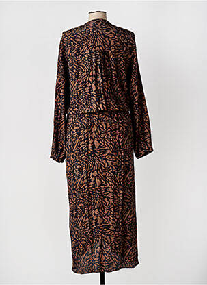 Robe longue manches longues manches longues marron ELORA femme
