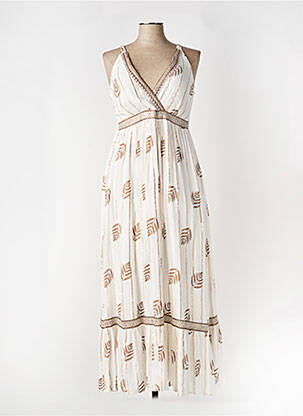 Robe longue imprimé fantaisie sans manche blanc ELORA femme