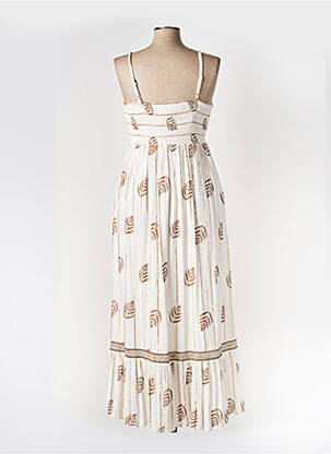 Robe longue imprimé fantaisie sans manche blanc ELORA femme
