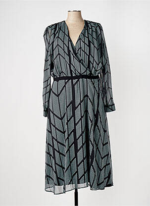 Robe mi-longue manches longues manches longues noir ELORA femme