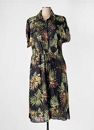 Robe mi-longue manches courtes manches courtes vert ELORA femme
