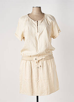 Robe mi-longue manches courtes manches courtes beige ELORA femme