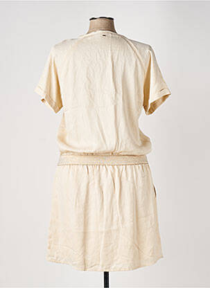 Robe mi-longue manches courtes manches courtes beige ELORA femme