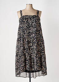 Robe mi-longue imprimé fleurs sans manche noir ELORA femme