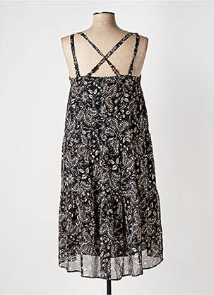 Robe mi-longue imprimé fleurs sans manche noir ELORA femme