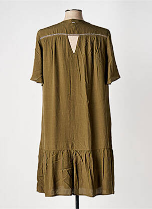 Robe mi-longue manches courtes manches courtes vert ELORA femme