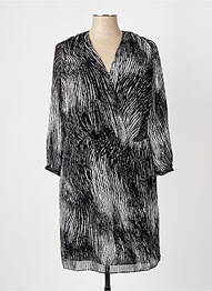 Robe mi-longue imprimé fantaisie manches longues noir ELORA femme