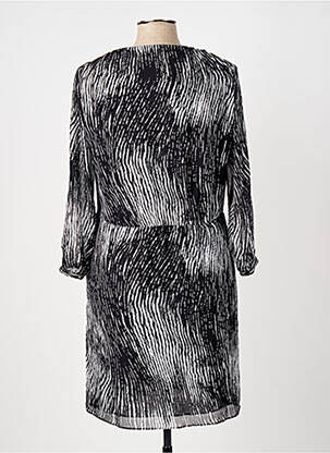 Robe mi-longue imprimé fantaisie manches longues noir ELORA femme
