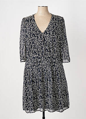 Robe mi-longue imprimé fleurs manches 3/4 bleu ELORA femme