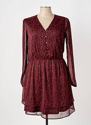 Robe courte manches longues manches longues rouge ELORA femme