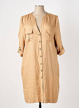Robe mi-longue manches longues manches longues beige ELORA femme