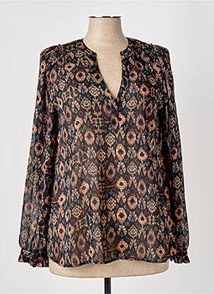 Blouse légère et transparente manches longues noir ELORA femme