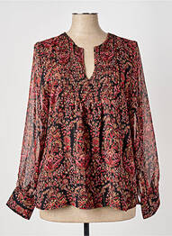 Blouse légère et transparente manches longues rouge ELORA femme
