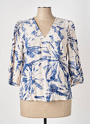 Blouse imprimé fantaisie manches 3/4 bleu ELORA femme
