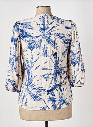 Blouse imprimé fantaisie manches 3/4 bleu ELORA femme