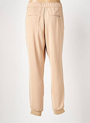 Pantalon droit tissage popeline taille normale beige ELORA femme