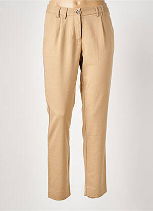 Pantalon slim tissage popeline taille normale marron ELORA femme