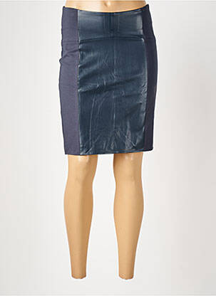 Jupe courte fermeture zippée au dos bleu ELORA femme