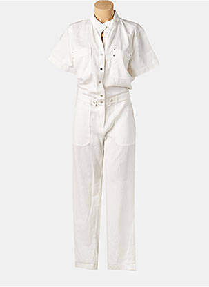 Combi-pantalon fermeture boutonnée sur le devant manches courtes blanc ELORA femme