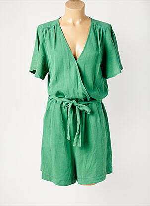 Combishort fermeture boutonnée sur le devant manches courtes vert ELORA femme