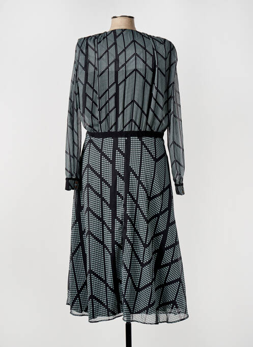 Robe mi-longue manches longues manches longues noir ELORA femme